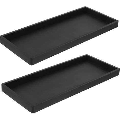 Lot de 2 Plateaux de Toilette en Silicone Noir Antidérapants 31 X 13,5 Cm, Organisateurs Polyvalents pour Salle de Bain Cuisine, Porte-savonnette et Plateau de Rangement'-'- (1/5)