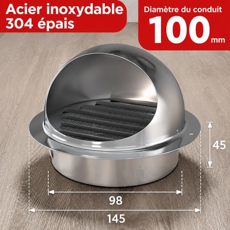 Grille d'aération murale inox 304 extra épais 100mm, garantie 80 ans, indemnisation si rouille, 14,5 × 14,5 × 10,5 cm, 165 g – Livraison gratuite (1/4)