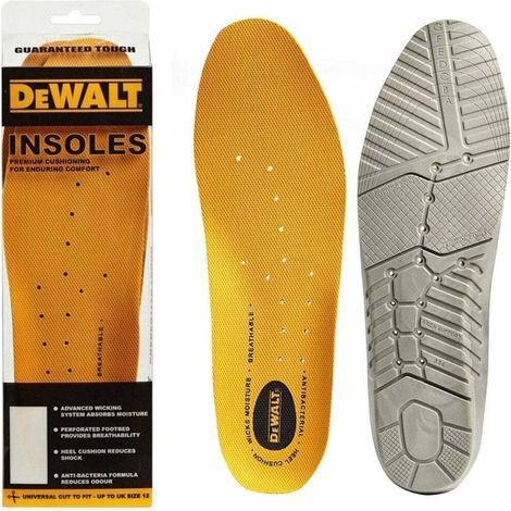Dewalt Boot Insoles Odour Reducing Arch Support Cut to Size upto Size 12 - Pair