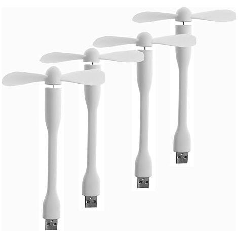 Mini-USB-Ventilator, tragbarer Taschenventilator mit USB-A-Anschluss, kleiner, leiser Kühler, für Zuhause, Büro, Auto, Reisen im Freien - 4er-Pack (weiß) (1/5)