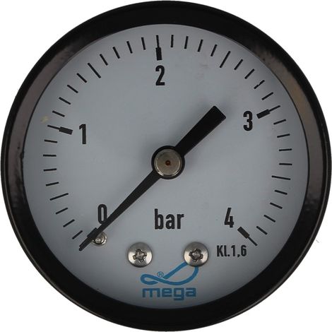 MEGA Druckmanometer 0 - 4 bar - 1/4 Zoll Anschluss nach hinten Axial Ø 50 mm (1/3)