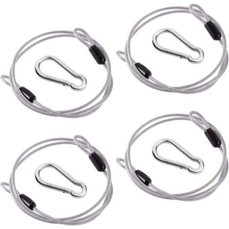 4 Pièces Câble de Sécurité 1m×3mm, Câble de Sécurité en Acier Inoxydable avec 4 Mousquetons, Câble en Acier Tressé à Double Boucle, Tressé à Boucle Câble Antivol pour Vélo, Bagages Plein Air, Voyages