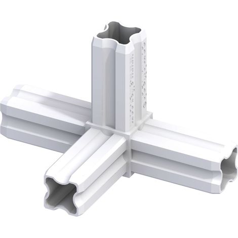 alfer Knotenverbinder 23,5 mm weiß 4 Zapfen Kunststoff Verbinder Eckverbinder (1/2)