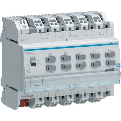HAGER TXA310 KNX ENTRÉE BINAIRE 10 VITESSES 230 V AVEC TÉLÉCOMMANDE 6TE (1/3)