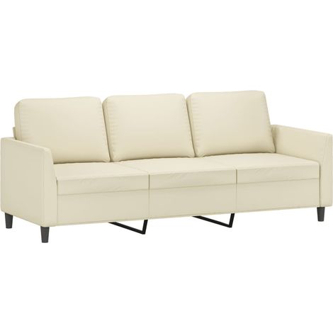 Canapé à 3 places,Sofa pour Salon,Banquette Crème 180 cm Similicuir CFW995178 (1/5)