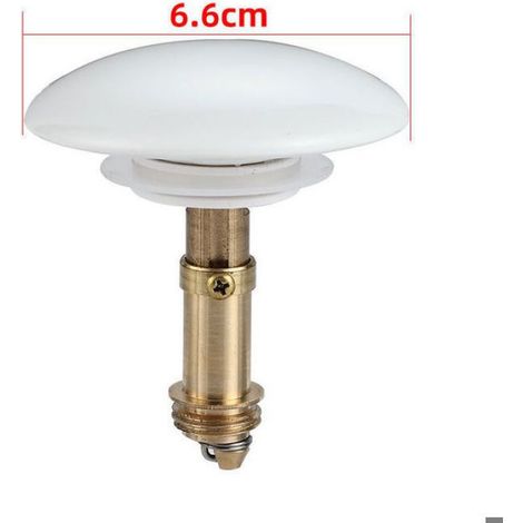 Lot de 3 Bouchon de vidange, Joint étanche, Noyau en laiton, Céramique blanc et or, Pour évier salle de bain (1/2)