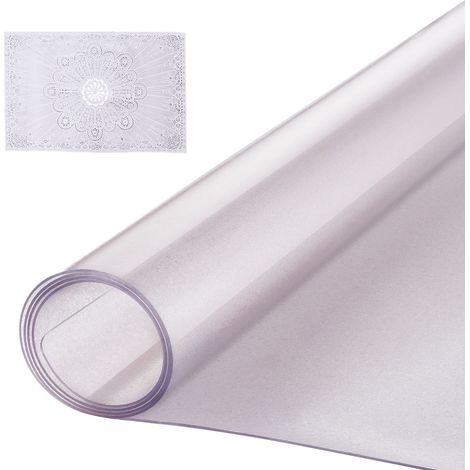 Nappe Rectangle Transparente Givrée 106,7x152,4 cm Épaisseur 1,5 mm, Film de Table en PVC, Imperméable et Facile à Nettoyer, Protection de Table pour Bureau, Cuisine Restaurant Salle à Manger (1/5)