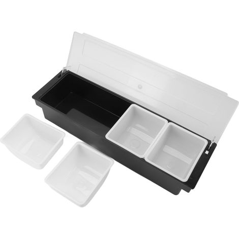 Gewürzspender für die Bar, Obstaufbewahrungsbox, 4 Fächer mit Deckel für Teestuben. (1/5)