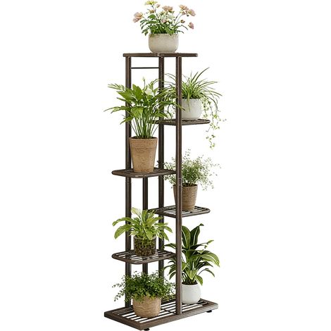 Soporte para plantas, diseño de varios niveles, construcción de metal duradera, 6 niveles de hierro. (1/2)