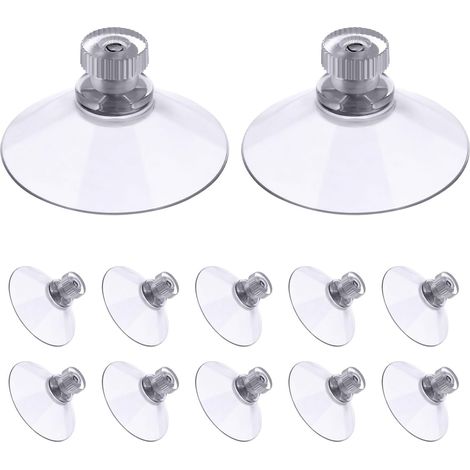 12 Pièces ventouse a visser, 50mm Ventouses Transparentes avec Filetage, Extra Fortes PVC Plastique Suspension Rideau Isolant Ventouse pour Camping Car, Fenêtre, Salle de Bain, Van (1/5)
