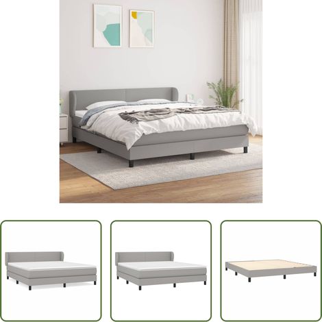 Matratze - Boxspringbett mit Matratze Hellgrau 180x200 cm Stoff (1/5)