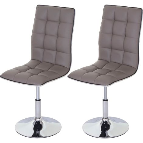 [NON UTILIZZATO] Set 2x sedie soggiorno eleganti HHG-834 design moderno ecopelle sala pranzo grigio tortora (1/5)