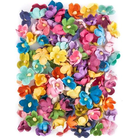 Fleurs en papier saturé 2 cm, 60 pièces