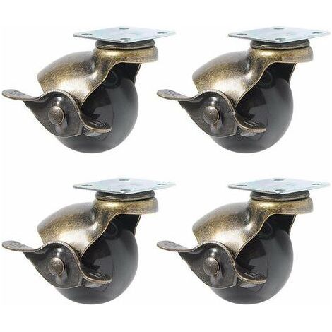 4Pcs roulette à roulettes pour pieds de meuble (1.5inch (40mm) - avec frein) (1/5)