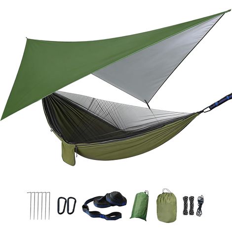 Camping-Hängematte mit Moskitonetz, leichte Einzel- und Doppelhängematte, tragbar für 2 Personen zum Campen, Wandern, Überleben und Reisen.
