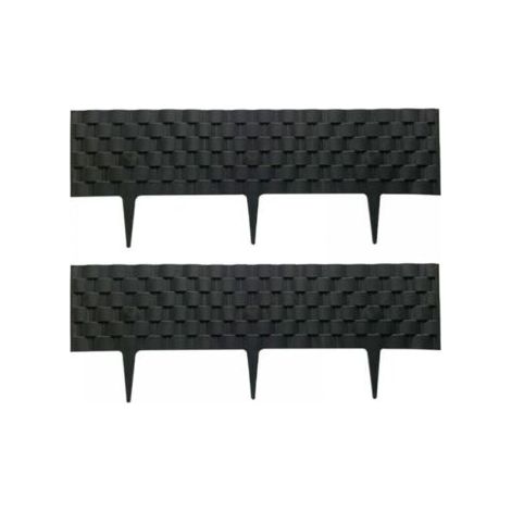 Bordure de jardin 60cm – Palissade plastique résistante aux intempéries – Hauteur 95mm – Aspect rattan anthracite – Lot de 2 modules (1/5)
