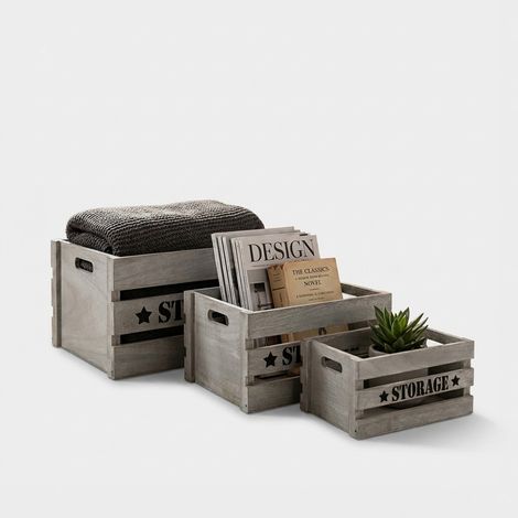 Set de 3 cajas contenedoras decorativas de madera Séline (1/3)