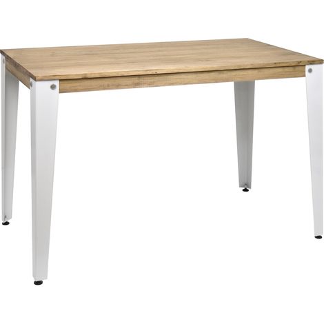 Consola Lunds 120x40x75cm Blanca en madera maciza de pino acabado vintage estilo industrial Box Furniture (1/4)