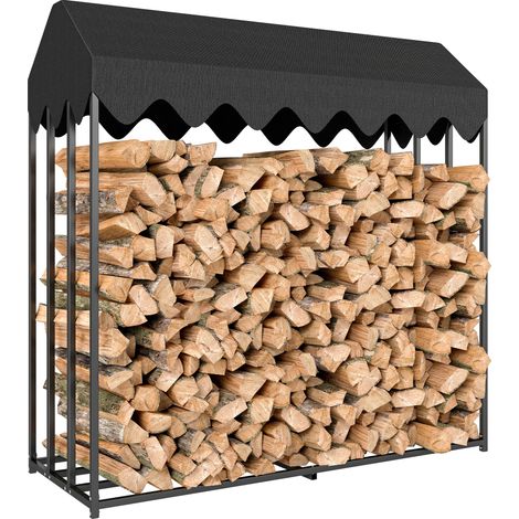 Legnaia da esterno Irovami con copertura protettiva in tessuto Oxford 600D, capacità 1,9 m³, acciaio nero, 186 x 70 x 185 cm