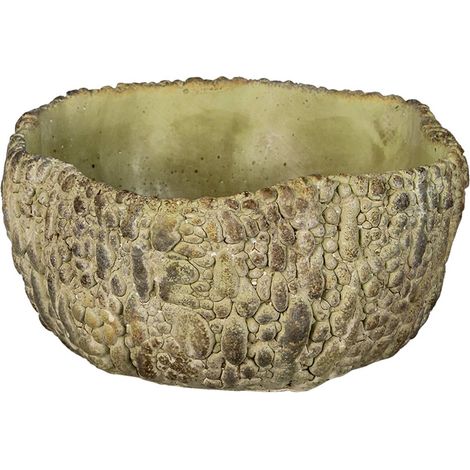 Cache-pot en Pierre Verte Style Rural pour Décoration Intérieure - 22 x 21 x 11 cm - PANGIVO