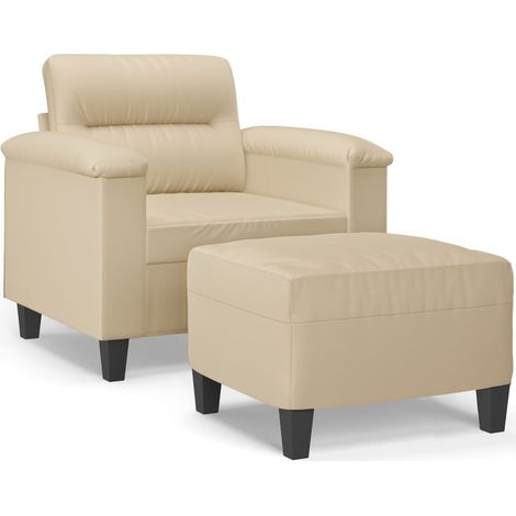 Maison Exclusive - Sessel mit Hocker Creme 60 cm Mikrofasergewebe
