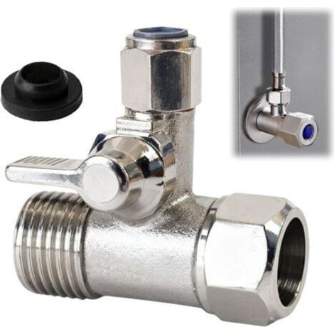 1/2" x 1/2" x 1/4" T-Adapter-Absperrhahn zum einfachen Anschluss von 2 Geräten, Absperrventil für Kühlschränke und Wasserfiltrationssysteme (1/5)