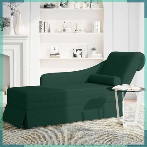 Fauteuil long - Mod. 4009784 - Accoudoir droit - Velours vert foncé - Avec traversin 145x56x70 cm (1/5)