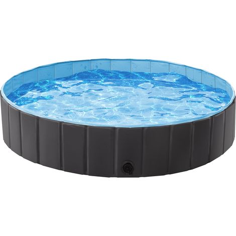 Yaheetech Piscine Pliable Bassin de Baignade Portable Bain pour Chien/Chat Animal Extérieur Intérieur Antidérapant avec Patchs de réparation Brosse XL - 140 x 30 cm Noir