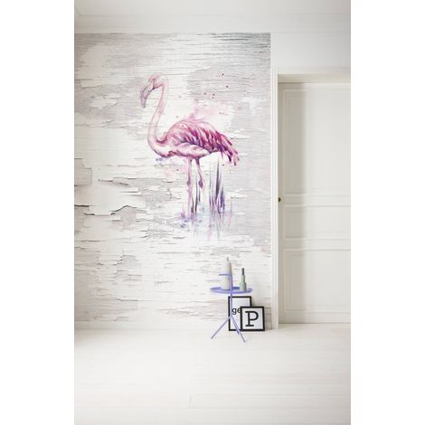 Papier peint panoramique modern,vintage & retro Flamant Rose (1/4)