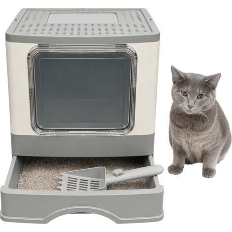 Lettiera per gatti chiusa con cassetto, design pieghevole (1/5)