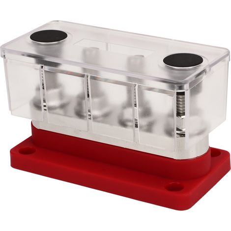 Barre de distribution batterie DC12V-48V 600A M10 4 bornes, bloc de puissance haute intensité pour voiture, camping-car, bateau, yacht, rouge (1/5)