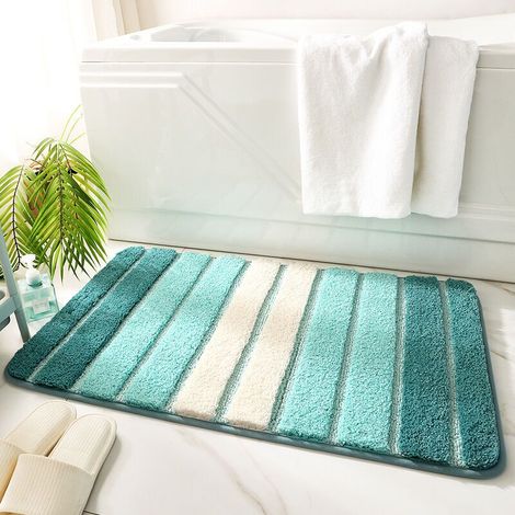 Tapis de bain antidérapant en microfibre, tapis de douche – Vert – (1/5)