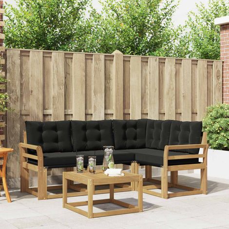 vidaXL  Outdoor Sofa Set  with Cushion 5 pcs White and Black