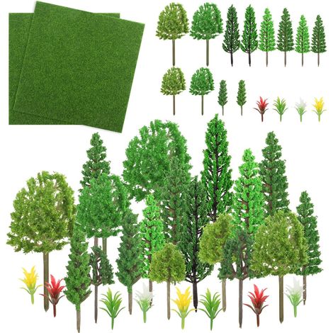 Arbres Modèles 42 Stück Arbres Miniatures Faux Gazon 4-15cm pour DIY de Paysage Landscape Décoration Miniature Maquette Architecturale (1/5)
