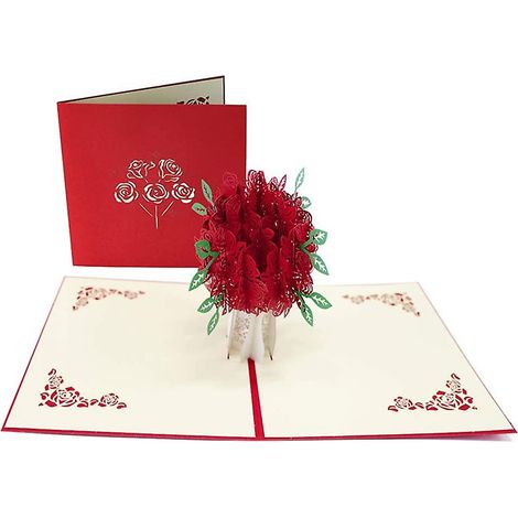 3D-Pop-up-Grußkarte zum Valentinstag (Rosenstrauß) (1/5)