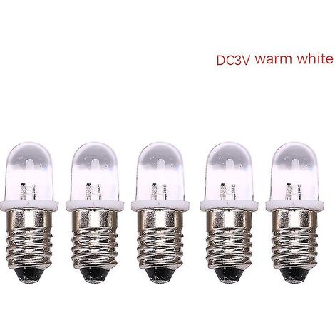 Lot de 5 ampoules LED E10 (3 V/4,5 V CC) pour instruments, voyants et lampes torches classiques. (1/4)