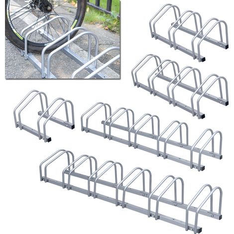 Portabici in acciaio per 2-6 biciclette, montaggio a pavimento, antiruggine e salvaspazio, portabici per famiglie - 6 biciclette (1/5)
