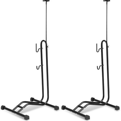Hengda – Support de sol vertical pour vélos 3-en-1 – Accroche horizontale et verticale – Pour pneus 20 à 27.5 pouces – Hauteur réglable 74-117 cm