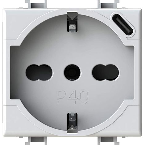 Prise bipasso et schuko 4box P40 avec USB 3.0A Bticino Matix 4B.AM.P40.USB (1/4)