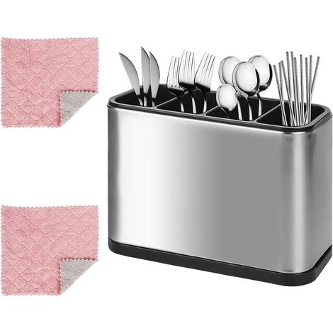 Besteckabtropfgestell mit 4 Fächern, multifunktionales Abtropftablett zur Aufbewahrung von Geschirr und Küchenutensilien für Küche und Esszimmer (1/5)