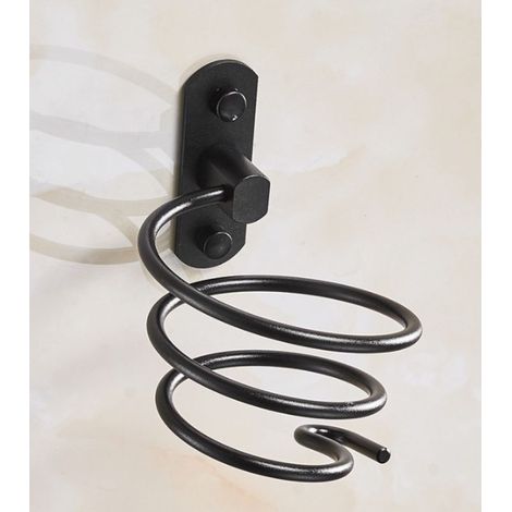 Support Sèche-cheveux Aluminium Support Sèche-cheveux Mural Cuisine Support Filaire Salle de Bain Accessoires Salle de Bain Noir 129.59.5cm (1/4)