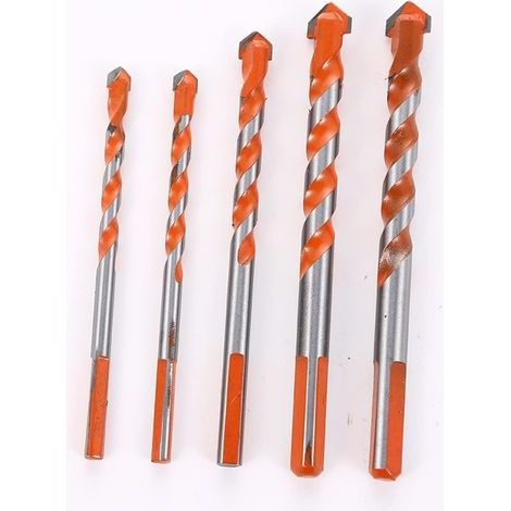 Set mit 5 Multifunktionsbohrern für Glas (6, 8, 10 und 12 mm), Dreieckbohrern, Bohrern für Fliesen, Beton, Ziegel, Metall, Edelstahl und Holz. (1/5)