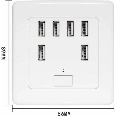 Presa a muro USB universale con 6 porte integrate, pannello di ricarica da 220 V 4 A, compatibile con la ricarica rapida. (1/3)