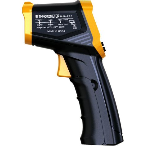 Digitales Infrarot-Thermometer, -50 °C  600 °C Laserthermometer mit einstellbarem Emissionsgrad, Küchenthermometer, berührungslose Lasertemperaturpistole, für Küche/Pizza/Industrie/Reparatur