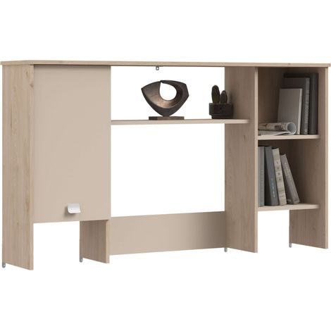 Altillo Estantería para Escritorio Anello 3 Estantes Armario 1 puerta Roble Jackson y Cashmere 138x78x28 cm