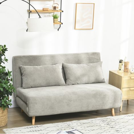 Schlafsofa 141x90x81 cm grau aus Polyester mit verstellbarer Rückenlehne und Bettfunktion (1/5)