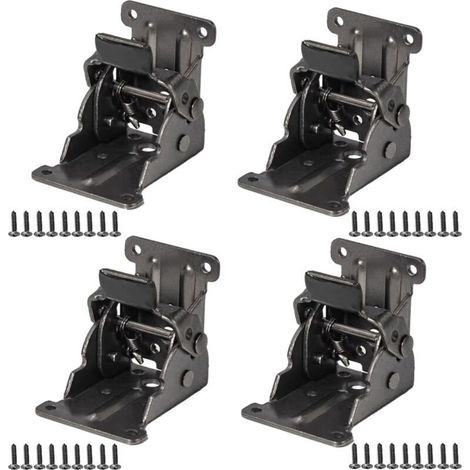 Charnière Pliante Autobloquante 4Pcs Charnière Pliante pour Pied de Table 0-90 Degrés Charnière Rallonge Table Pliante avec Vis pour Pieds Pliants, établi, Extension de Bureau (Noir) (1/4)