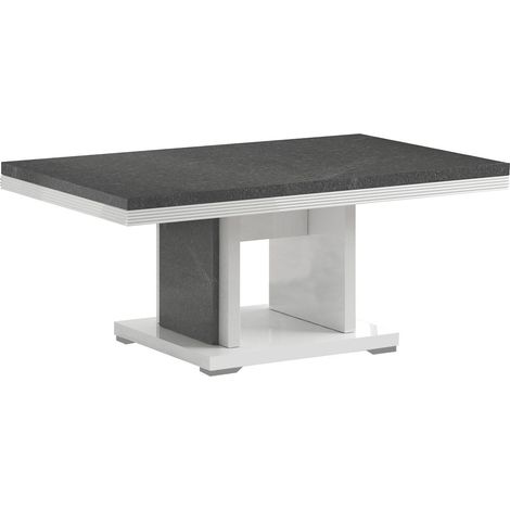 MARIKA - Table Basse Effet Pierre Pied Central Ouvert (1/3)
