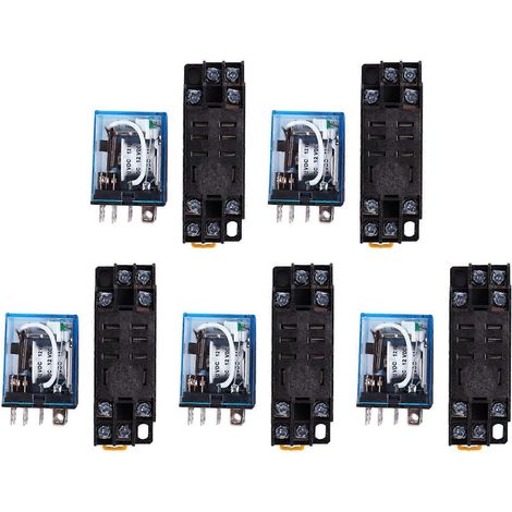 Relais de puissance DPDT LY2NJ HH62P-L JQX-13F 10 A à bobine 12 V CC (lot de 5) avec embase PTF08A (1/5)