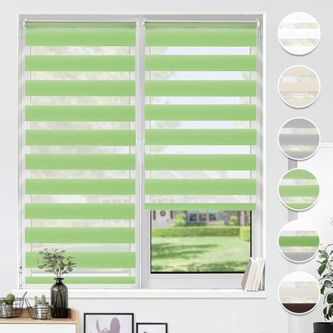 Store Enrouleur Jour Nuit - 1 Unité - Polyester Vert - Réglage Lumière Sans Perçage - Bureau et Salon - 60x120 cm (1/5)